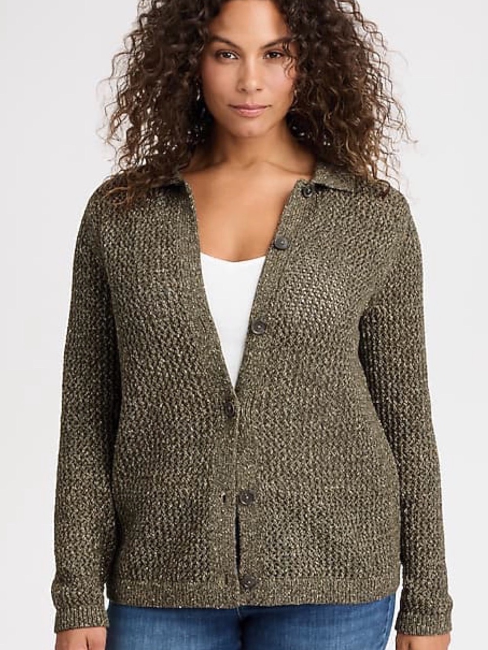 NWT XL J. Jill Olive Green Knit Button-Up Cardigan